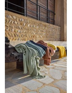 Plaid / Couvre-lit en coton lavé VANLY Harmony - Haomy