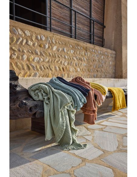 Plaid / Couvre-lit en coton lavé VANLY Harmony - Haomy