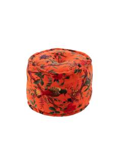 Pouf orange motif oiseaux