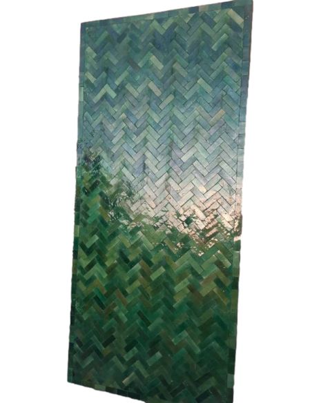 Table en zellige chevron émeraude | La Madeleine Déco