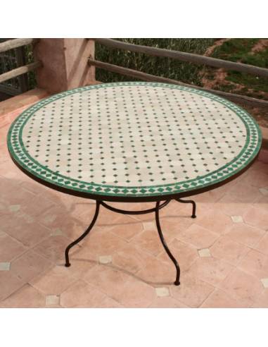 Table en zellige beige et vert | La Madeleine Déco
