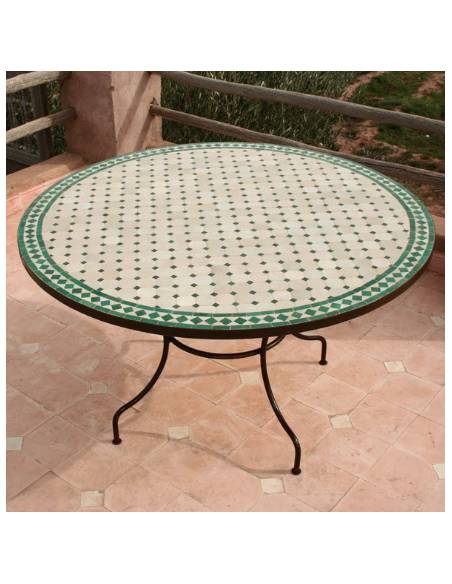 Table en zellige beige et vert | La Madeleine Déco