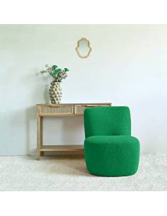 Fauteuil EVE bouclette vert | La Madeleine Déco