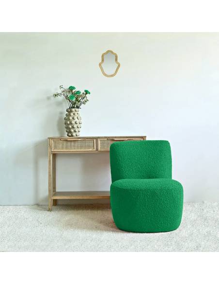 Fauteuil EVE bouclette vert | La Madeleine Déco