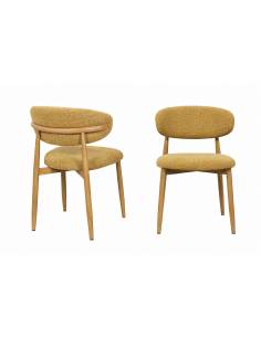 Chaise en tissu et métal effet bois JULIA | La Madeleine Deco