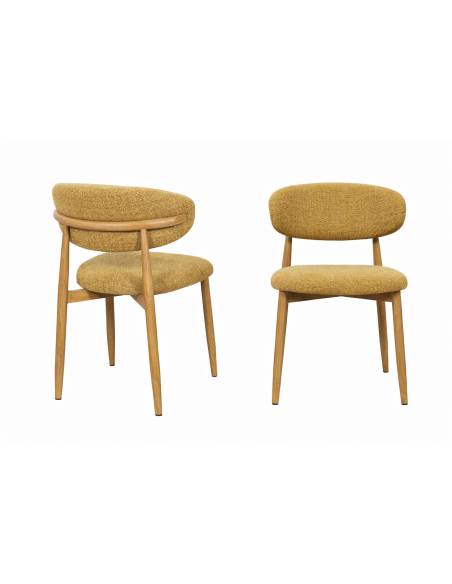 Chaise en tissu et métal effet bois JULIA | La Madeleine Deco