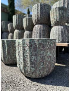 Poterie du Vietnam striée verte | La Madeleine Déco