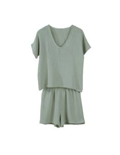 Ensemble short t-shirt en lin coton  SYMI Harmony - Haomy | La Madeleine Déco