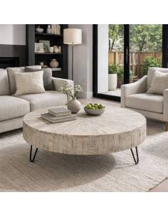 Table basse manguier pied fin metal | La Madeleine Déco