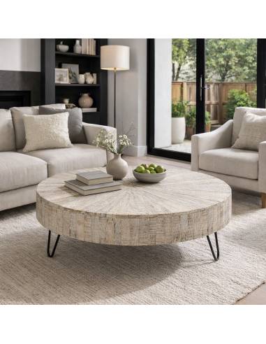 Table basse manguier pied fin metal | La Madeleine Déco