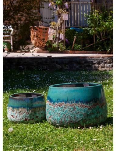 Vase de jardin rond patiné | La Madeleine Déco