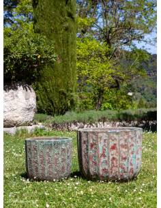 Poterie du Vietnam striée verte | La Madeleine Déco