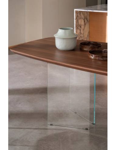 Table en bois et verre CASTIELS | La Madeleine Déco