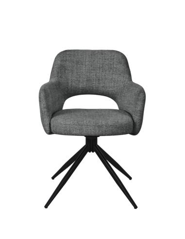 Fauteuil pivotant en tissu et pied noir NICK | La Madeleine Déco