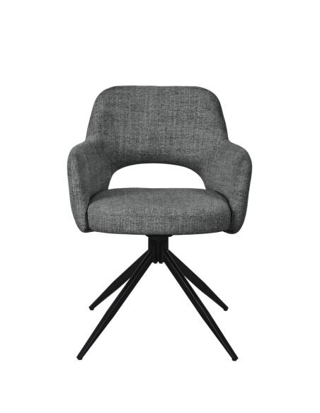 Fauteuil pivotant en tissu et pied noir NICK | La Madeleine Déco