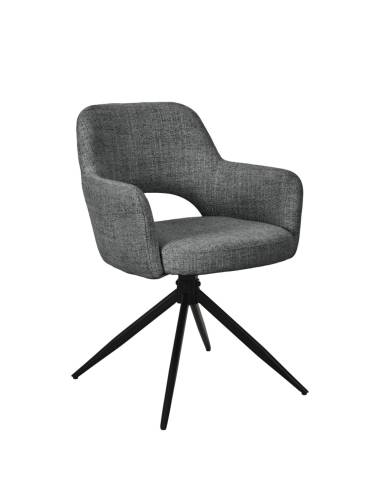 Fauteuil pivotant en tissu et pied noir NICK | La Madeleine Déco