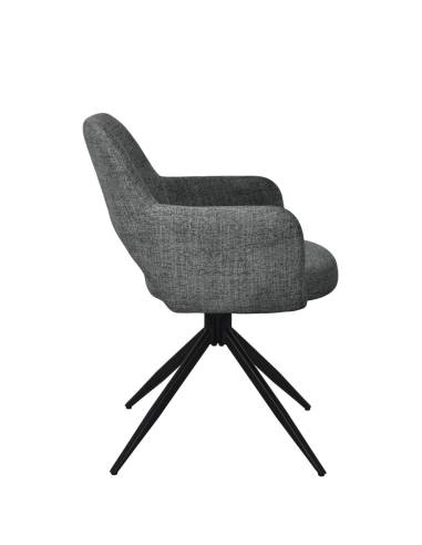 Fauteuil pivotant en tissu et pied noir NICK | La Madeleine Déco