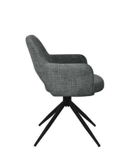 Fauteuil pivotant en tissu et pied noir NICK | La Madeleine Déco
