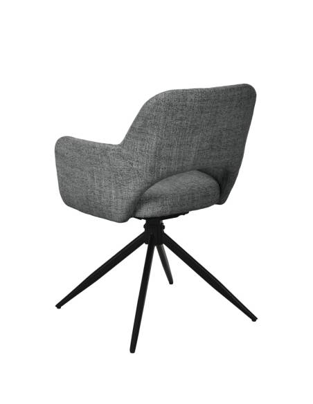 Fauteuil pivotant en tissu et pied noir NICK | La Madeleine Déco