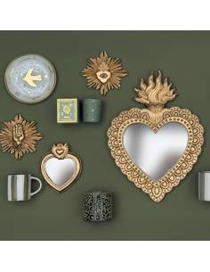 Miroir ex-voto cœur AMOUR doré | La Madeleine Déco