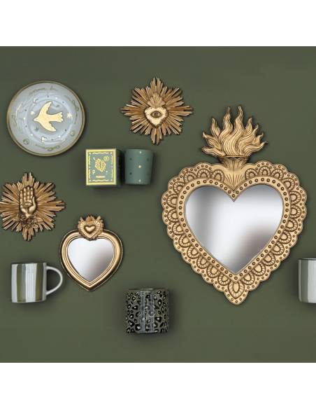 Miroir ex-voto cœur AMOUR doré | La Madeleine Déco