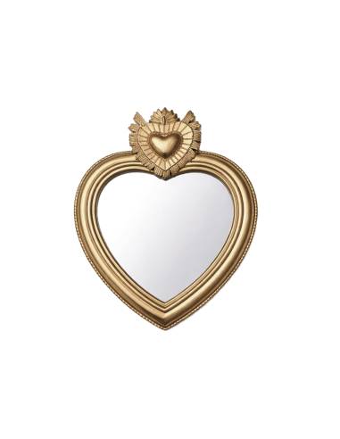 Miroir ex-voto cœur AMOUR doré | La Madeleine Déco