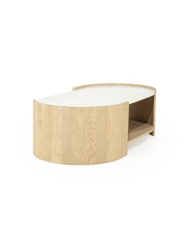 Table basse chêne et marbre DON | La Madeleine Déco