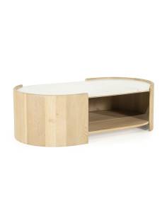 Table basse chêne et marbre DON | La Madeleine Déco 2