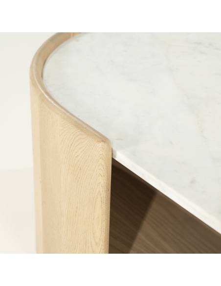 Table basse chêne et marbre DON | La Madeleine Déco