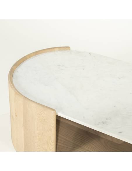 Table basse chêne et marbre DON | La Madeleine Déco