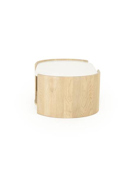 Table basse chêne et marbre DON | La Madeleine Déco