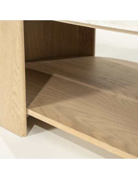 Table basse chêne et marbre DON | La Madeleine Déco