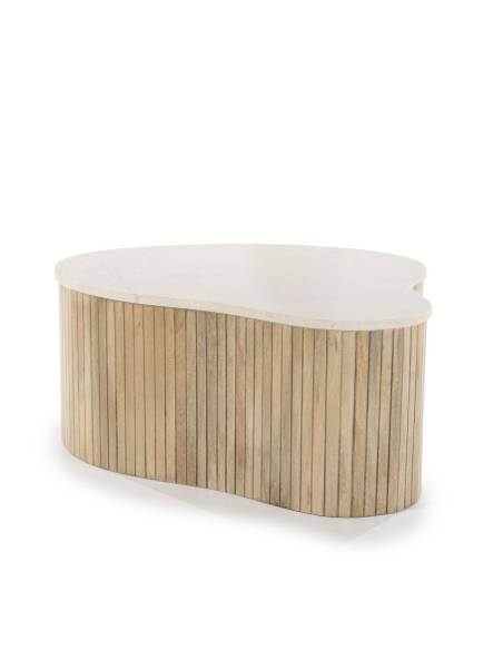 Table basse manguier et marbre KIRA | La Madeleine Déco