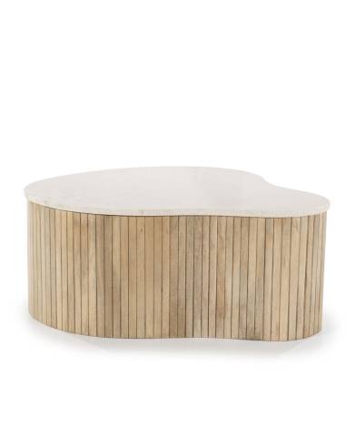 Table basse manguier et marbre KIRA | La Madeleine Déco