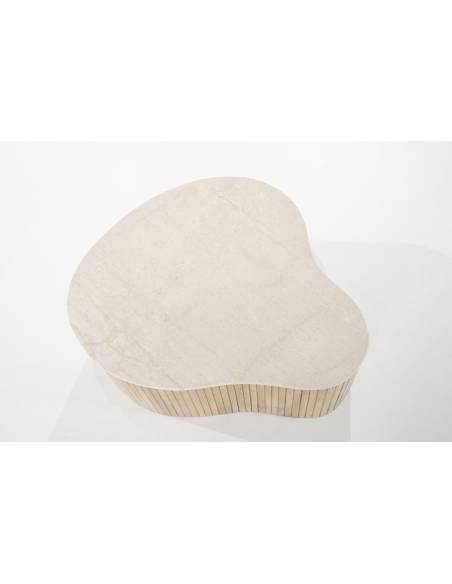 Table basse manguier et marbre KIRA | La Madeleine Déco