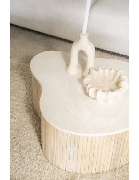 Table basse manguier et marbre KIRA | La Madeleine Déco