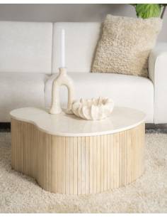 Table basse manguier et marbre KIRA | La Madeleine Déco