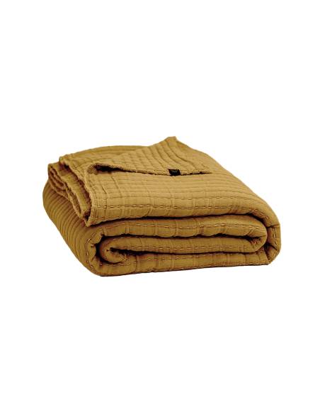 Plaid en coton point kantha TIVOLI Harmony - Haomy gold