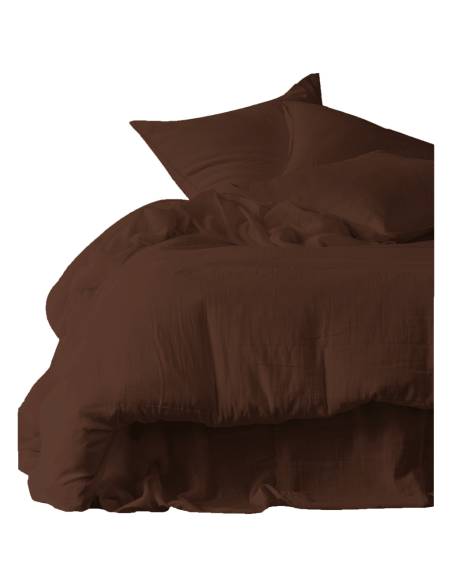 Drap housse en gaze de coton MYKONOS Harmony - Haomy Ganache