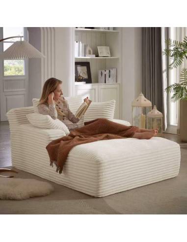 Méridienne côtelé beige RUNE | La Madeleine Déco