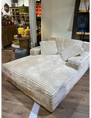 Méridienne côtelé beige RUNE | La Madeleine Déco