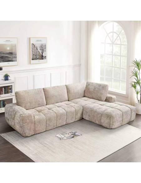 Canapé d'angle compressé MOSS marron | La Madeleine Déco