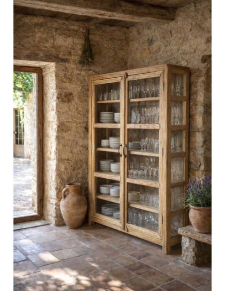 Vitrine en vieux teck recyclé