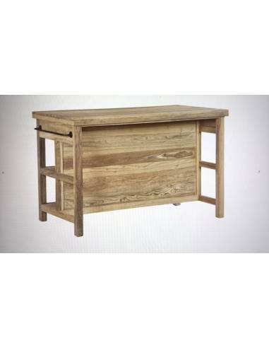 Ilot de cuisine en bois 2 tiroirs | La Madeleine Deco