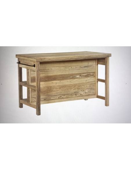 Ilot de cuisine en bois 2 tiroirs | La Madeleine Deco