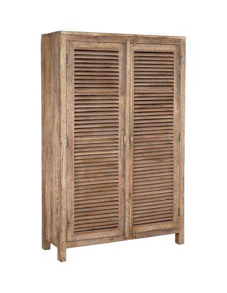 Armoire en vieux teck recyclé 2 portes persiennes
