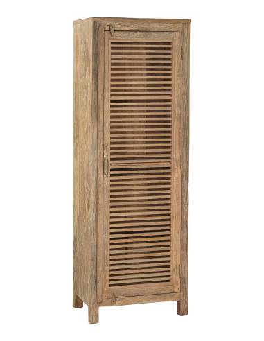 Colonne en vieux teck recyclé avec porte persienne