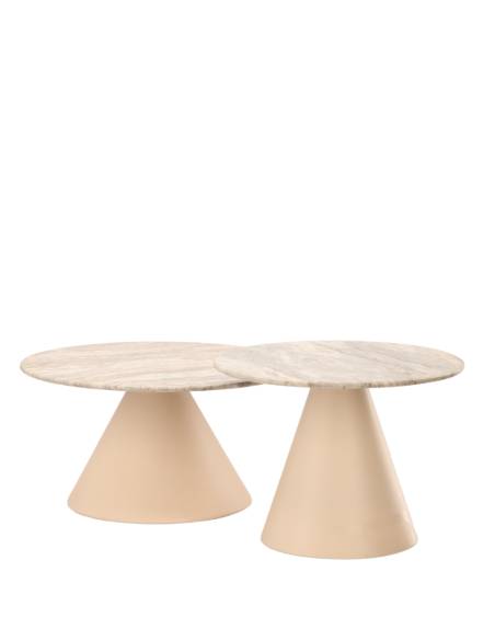 Duo de tables basses céramique et métal LANOT