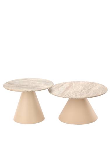 Duo de tables basses céramique et métal LANOT