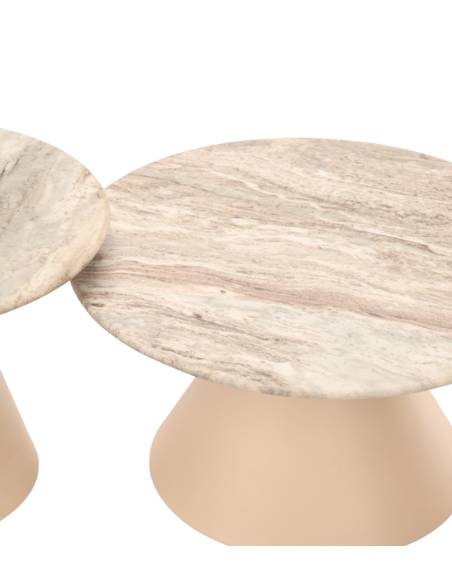 Duo de tables basses céramique et métal LANOT